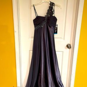 Long, formal gray dress; size 4